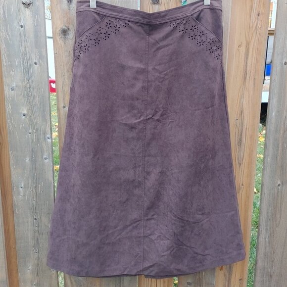 Carroll Reed Brown Full Length Skirt Women's Size XL Microfibre Suede - Picture 1 of 7